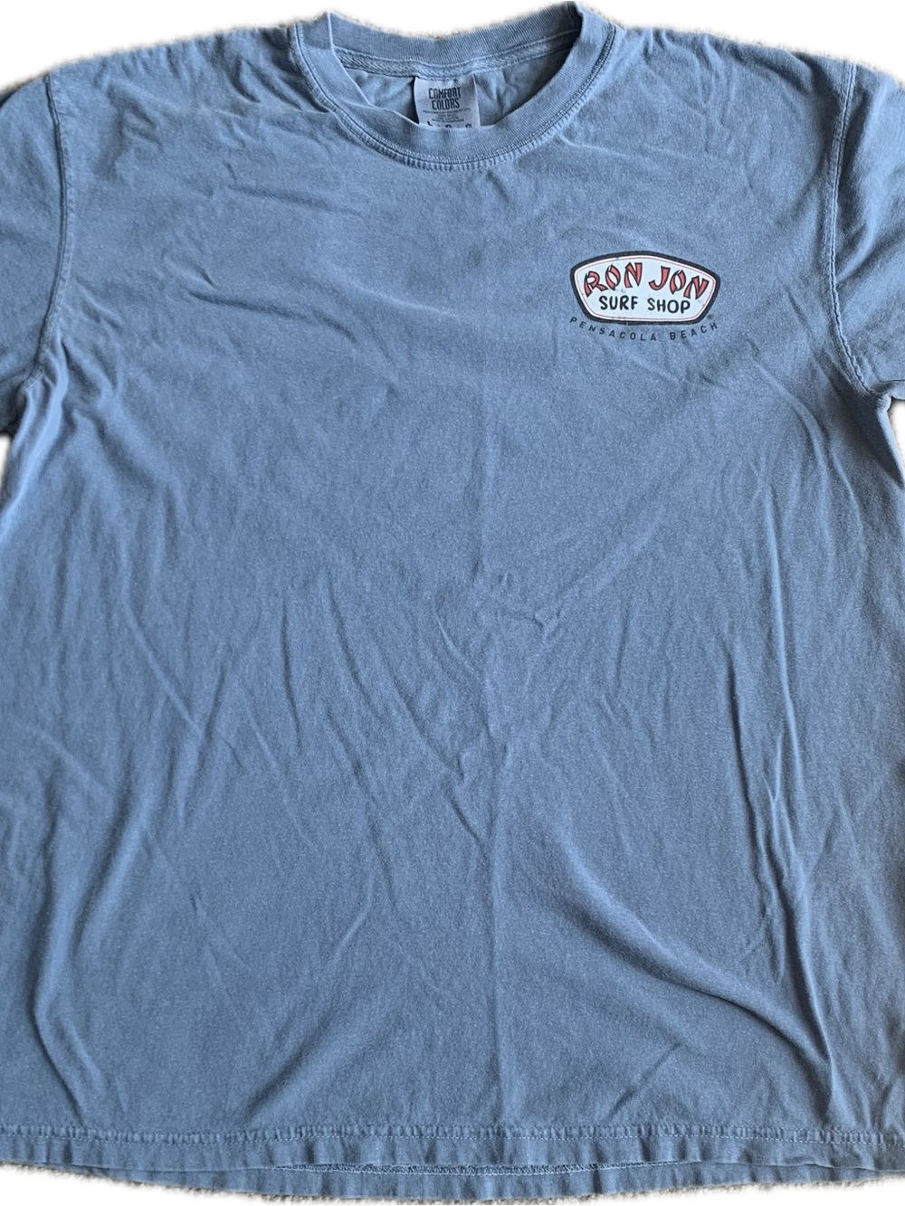 Ron Jon short sleeve mens cotton blue crew neck t shirt  | large